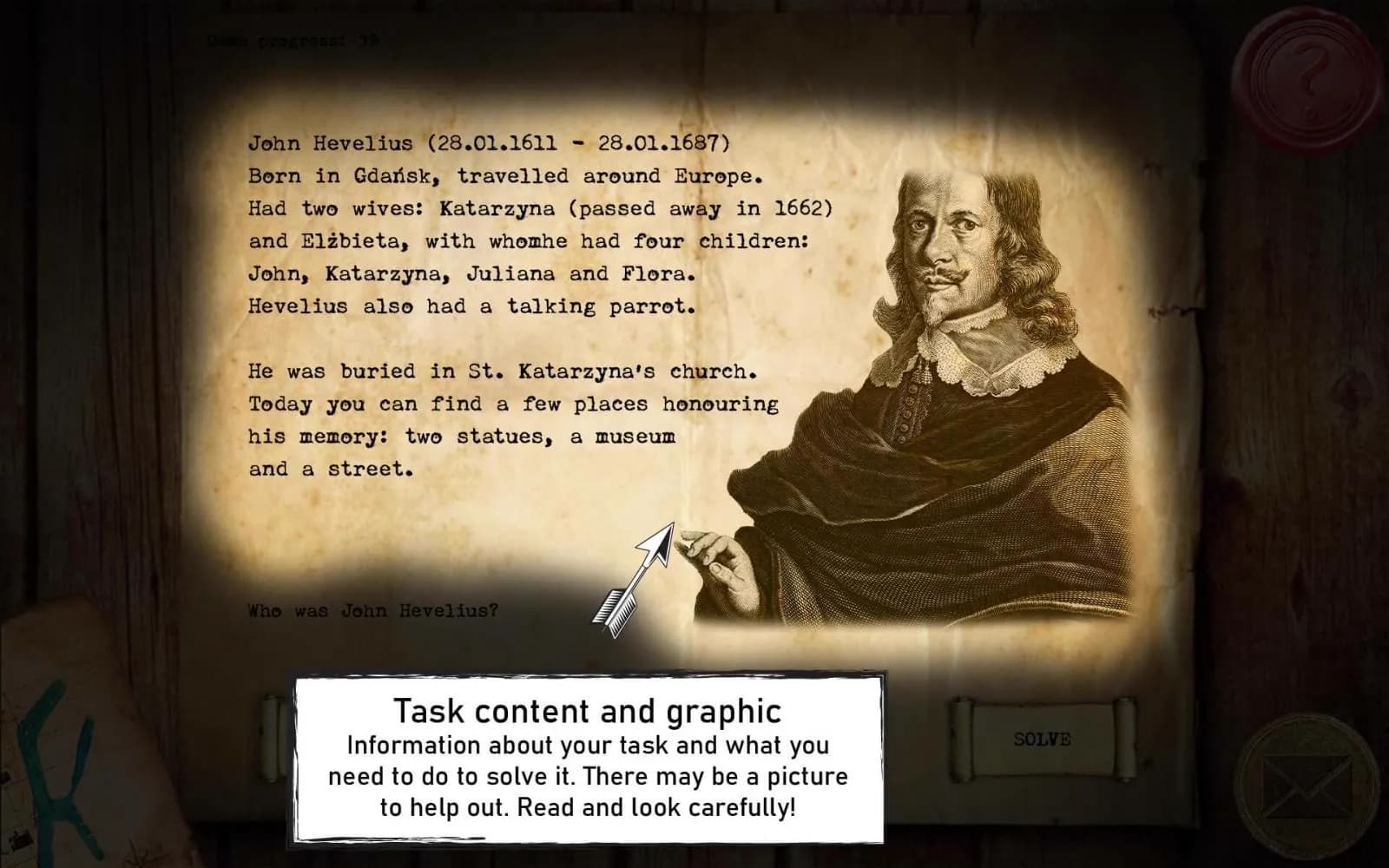 Hevelius Treasure — in-game task screen
